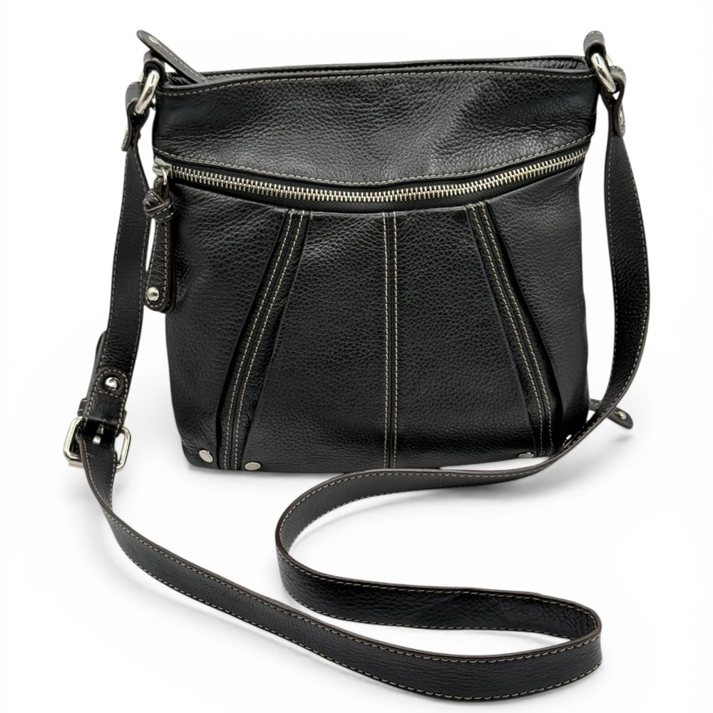 Tignanello Women's Black Pebbled Leather Shoulder Bag Crossbody Purse